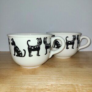 Egizia Italian Oversized Mugs/Bowls with Dogs - Set of 2